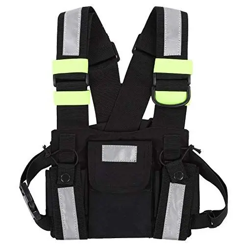 Produktbild: Gelbe reflektierende Universal Radio Brust, reflektierende Radio-Walkie-Talkie-Weste mit verstellbarem Gurt und Tasche für Funkgerät