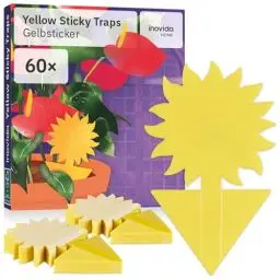 Produktbild: Gelbsticker Trauermücken: 60 Trauermücken Gelbsticker für Zimmerpflanzen ohne Insektizid – Mit Gelbtafeln Trauermücken bekämpfen – Fliegenfalle Klebefalle – Mittel gegen Trauermücken – von Inovida