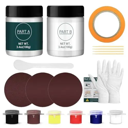 Produktbild: Gelcoat-Reparatur-Set für Boote, Fiberglas-Reparatur-Set für Boote, Gelcoat-Reparatur-Set für schnelle Reparatur von Kratzern, Absplitterungen und Rissen, starke Haftung, geeignet für Fiberglas,