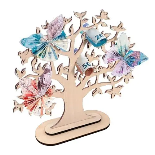 Produktbild: Geldbaum Holz Geschenk Hochzeit Geldgeschenk Holzbaum Geldgeschenke Verpackung Für Brautpaar Geld Lebensbaum Deko