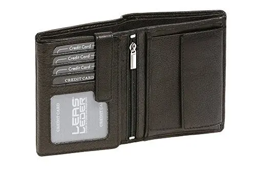Produktbild: LEAS Geldbörse Herren extra kompakt mit RFID Schutz, Herren Geldbeutel in Echt-Leder, Portmonee im Hochformat mit Geschenk Box, schwarz