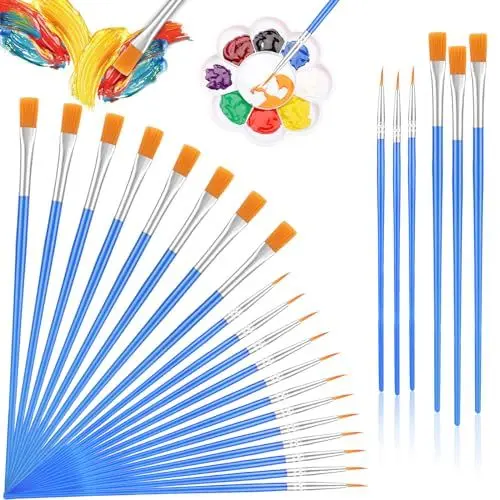 Produktbild: Gelewuld 60 Stück Pinselset - Acrylfarbe, Nylon, Breite und Runde Künstlerpinsel für Aquarell, Feine Acrylpinsel für Anfänger und Kinder
