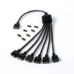 Produktbild: Gelid Solutions RGB 1-to-6 Splitter - ARGB-kompatibel, Standard 12V RGB und 5V ARGB - Schließen Sie bis zu 6 RGB-Geräte an.