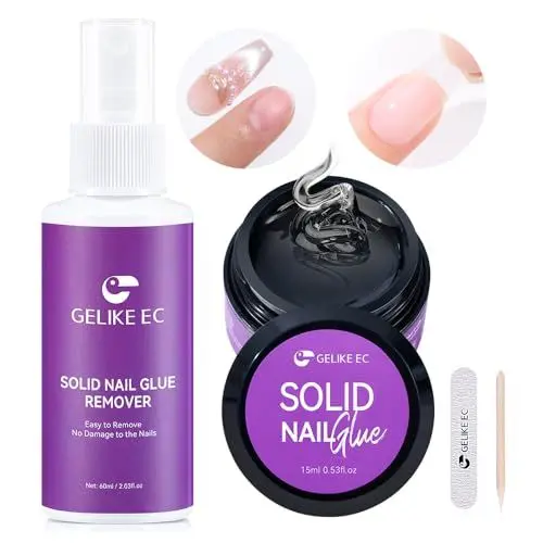 Produktbild: Gelike ec Fester Nagelkleber und Nagelkleber Entferner 60ml: 15ml Extra Stark Nagelkleber für Kunstnägel Press On Nail und Fingernägel Klebegel UV Needed Curing Easy to DIY Nail Art Design