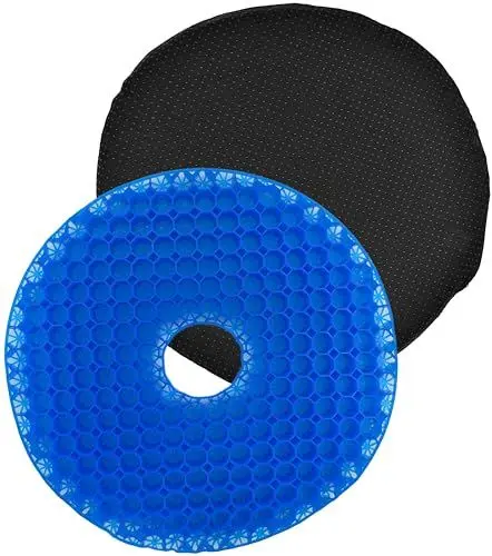 Produktbild: Gelkissen mit kühlender Gel-Schicht, Donut-Kissen für Steißbeinschmerzen, Autokissen, Sitzkissen rutschfest, orthopädisch, Gesäßkissen für Hämorrhoiden, atmungsaktives orthopädisches Sitzkissen