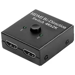 Produktbild: GELRHONR HDMI-Switcher, 4K-HDMI-Splitter, 2 Anschlüsse, bidirektionaler manueller Schalter, 2 x 1/1 x 2 HDMI-Passthrough, unterstützt Ultra HD 4K 3D 1080P für TV-Box, DVD, Display, Monitor