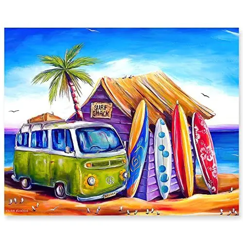 Produktbild: gelrovaled Malen Nach Zahlen Erwachsene, DIY Handgemalt Ölgemälde Kit für Anfänger und Erwachsene Mit 3-Pinseln und Acrylfarbe, Ohne Rahmen 40X50CM (Surf Beach)