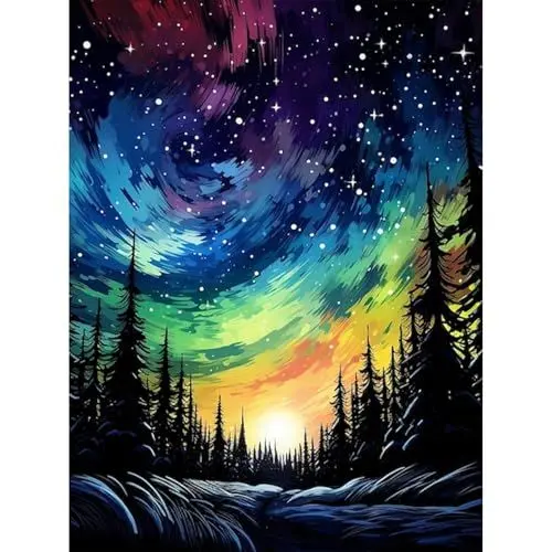 Produktbild: Gemartmall Sternenhimmel Malen Nach Zahlenn Erwachsene-Malen Nach Zahlen für Erwachsene Aurora,Wald Acrylfarbe Malen Nach Zahlen Erwachsene Set zur Geschenk und Heimdekoration 30x40 cm