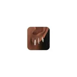 Produktbild: GEMAURA 3 Paar Ohrringe Silber 925 Hypoallergen Ohrstecker Silber 925 Creolen Silber Klein Piercings Ohr Silber Stapelbar Silber Ohrringe Set für mehrere ohrlöcher