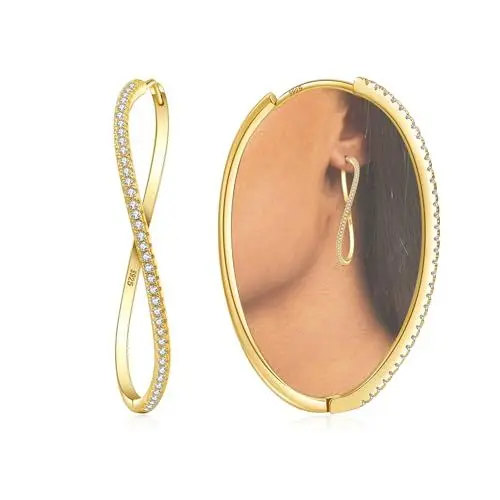 Produktbild: GEMAURA Creolen Gold für Damen Hypoallergene Ohrringe Gold mit Zirkon Leicht Goldene Ohrringe Damen 14 Karat Creolen Gold 333 Echtgold für Damen Mädchen 30mm