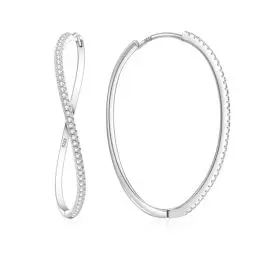 Produktbild: GEMAURA Creolen Silber 925 für Damen Hypoallergene Ohrringe Silber 925 mit Zirkon Leicht Creolen Silber 925 Mittelgroß für Damen Mädchen 50mm