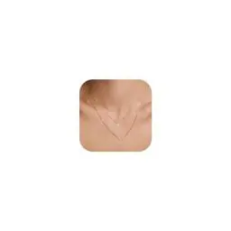 Produktbild: GEMAURA Layering Halskette Damen 14K Vergoldet Goldkette Damen Hypoallergene Doppel Silberkette Damen Halskette Damen Silber 925 mit Anhänger Schmuck für Frauen