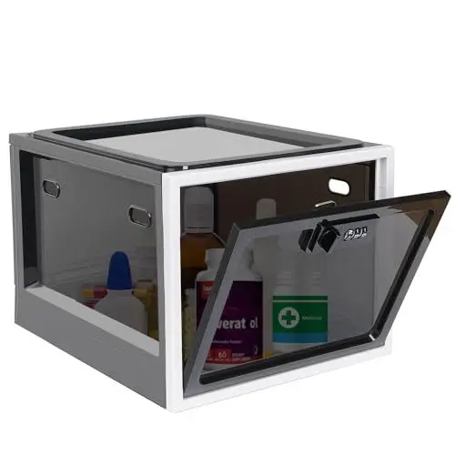 Produktbild: Gemaxvoled Abschließbare Box– Transparente Medikamentenbox zur Kindersicherung, Handy-Sperre & Snack-Kontrolle – BPA-freies Material, 12,6 Liter Fassungsvermögen, stapelbar & belüftet