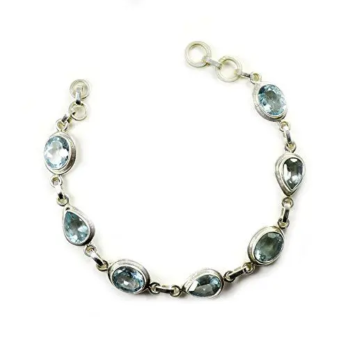 Produktbild: GemsOnClick Armband mit natürlichem Blautopas, gemischte Form, Stein, 925er Sterlingsilber, für Damen