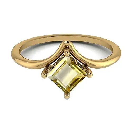 Produktbild: Gemsonclick Natur-Citrin Gelbgold plattierter Ring Quadratförmiger Prinzessinnenschliff Einzigartiges Design Verlobungsantrag Schmuck 57