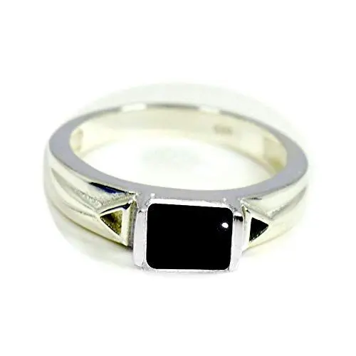 Produktbild: Gemsyogi Damen Herren Unisex - 0,925 Sterling-Silber 925 Rechteckschliff Black Schwarz, Onyx