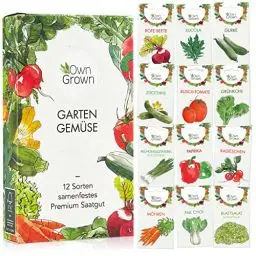 Produktbild: OwnGrown Gemüse Samen Set - 12 Pflanzensamen Sorten für Hochbeet und Garten - Praktische Box mit Gemüsesamen für den Anbau Frischer Ernte zu Hause - Ideal für Gartenliebhaber