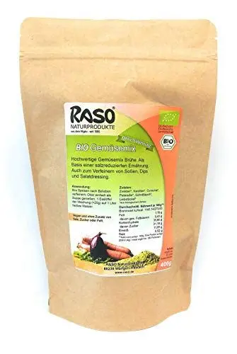 Produktbild: Gemüsebrühe HOCHWERTIG RASO 400g BIO GEMÜSE MIX ohne Salzzusatz Gemüsesuppe