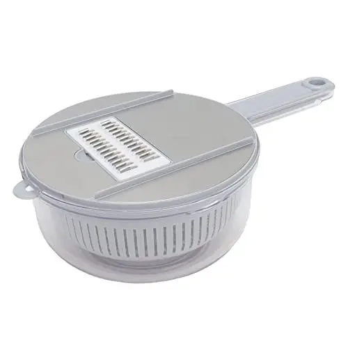 Produktbild: Gemüseschneider, Gemüseschneider, Käsereibe mit Abtropfkorb, Vielseitige Kartoffelschneidemaschine, Gemüsezerkleinerer aus Edelstahl, Obst- und Gemüsereibe für Käse, (GRAY)