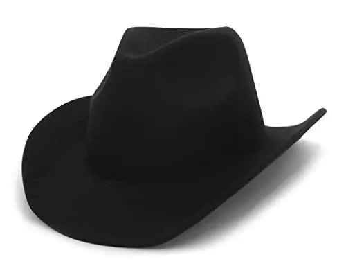 Produktbild: GEMVIE Cowboyhut Herren Damen Fedora Hut Westernhut Breite Krempe Wollfilzhut M Schwarz
