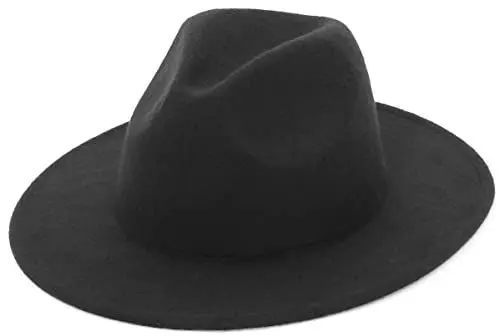 Produktbild: GEMVIE Filzhut Herren Damen Fedora Hut Breite Krempe Panama Hut Bogart Hut M Schwarz