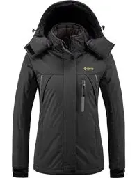 Produktbild: GEMYSE Damen Wasserdichte Berg-Skijacke Winddichte Fleece Outdoor-Winterjacke mit Kapuze (Eisen Grau,M)