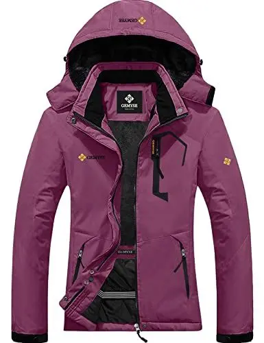 Produktbild: GEMYSE Damen Wasserdichte Berg-Skijacke Winddichte Fleece Outdoor-Winterjacke mit Kapuze (Hellpink,M)