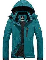 Produktbild: GEMYSE Damen Wasserdichte Berg-Skijacke Winddichte Fleece Winterjacke mit Kapuze (Acid Blau,L)