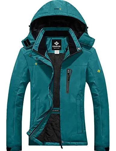 Produktbild: GEMYSE Damen Wasserdichte Berg-Skijacke Winddichte Fleece Winterjacke mit Kapuze (Acid Blau,L)