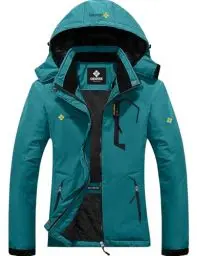 Produktbild: GEMYSE Damen Wasserdichte Berg-Skijacke Winddichte Fleece Outdoor-Winterjacke mit Kapuze (Acid Blau 01,XL)