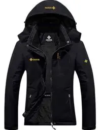 Produktbild: GEMYSE Damen Wasserdichte Berg-Skijacke Winddichte Fleece Outdoor-Winterjacke mit Kapuze (Schwarz,XL)