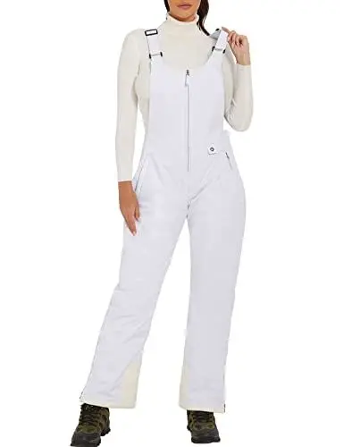 Produktbild: GEMYSE Damen Wasserdichte Winter Skihose mit verstellbaren Trägern Overall Winddichte Schneehose (Weiß,L)