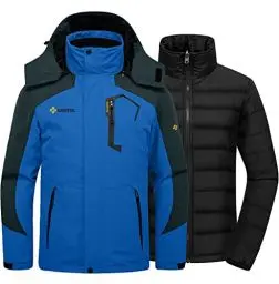 Produktbild: GEMYSE Herren Wasserdicht 3-in-1 Ski Schnee Jacke Puffer Liner Isoliert Wintermantel(Himmelblau,2XL)
