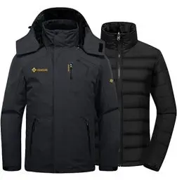 Produktbild: GEMYSE Herren Wasserdicht 3-in-1 Ski Schnee Jacke Puffer Liner Isoliert Wintermantel(Schwarz,2XL)