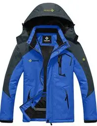 Produktbild: GEMYSE Herren Wasserdichte Berg-Skijacke Winddichte Fleece Outdoor-Winterjacke mit Kapuze (Blaue Grau,M)
