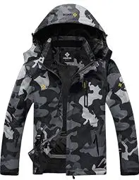Produktbild: GEMYSE Herren Wasserdichte Berg-Skijacke Winddichte Fleece Outdoor-Winterjacke mit Kapuze (Camouglage 01,L)