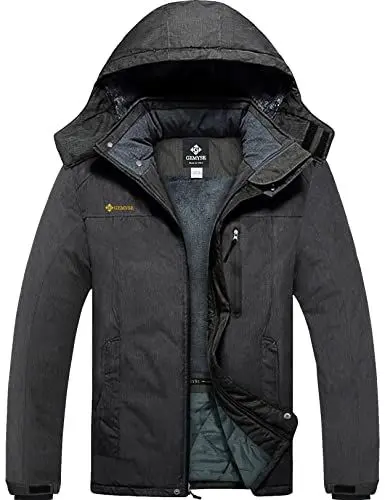 Produktbild: GEMYSE Herren Wasserdichte Berg-Skijacke Winddichte Fleece Outdoor-Winterjacke mit Kapuze (Graphitgrau,S)