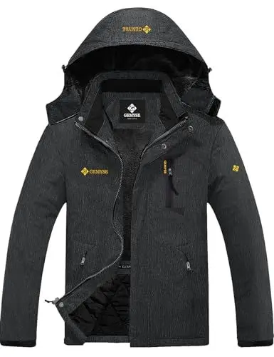 Produktbild: GEMYSE Herren Wasserdichte Berg-Skijacke Winddichte Fleece Outdoor-Winterjacke mit Kapuze (Graphitgrau,2XL)