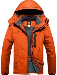 Produktbild: GEMYSE Herren Wasserdichte Berg-Skijacke Winddichte Fleece Outdoor-Winterjacke mit Kapuze (Orange,M)