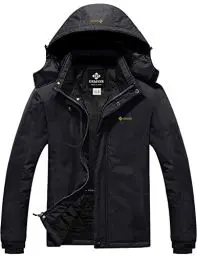 Produktbild: GEMYSE Herren Wasserdichte Berg-Skijacke Winddichte Fleece Outdoor-Winterjacke mit Kapuze (Schwarz,L)