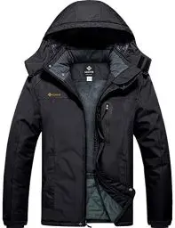 Produktbild: GEMYSE Herren Wasserdichte Berg-Skijacke Winddichte Fleece Outdoor-Winterjacke mit Kapuze (Schwarz,3XL)