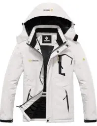 Produktbild: GEMYSE Herren Wasserdichte Berg-Skijacke Winddichte Fleece Outdoor-Winterjacke mit Kapuze (Weiß 01,2XL)