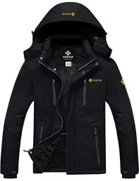 Produktbild: GEMYSE Herren Wasserdichte Skijacke Winddichte Fleece Outdoor Winterjacke mit Kapuze (Schwarz 06,XL)