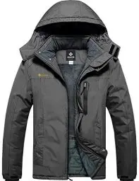 Produktbild: GEMYSE Herren Winterjacke Warme mit Kapuze Wasserdicht Skijacke Winddichte Atmungsaktiv Mehrere Taschen,Eisengrau,L