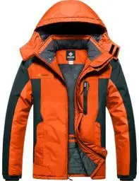 Produktbild: GEMYSE Herren wasserdichte Berg-Skijacke Winddichte Fleece Outdoor-Winterjacke mit Kapuze (Orange Grau 08,M)