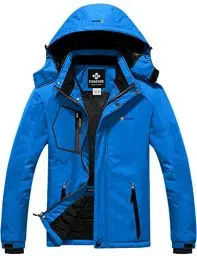 Produktbild: GEMYSE Herren wasserdichte Skijacke Winddichte Fleece Outdoor-Winterjacke mit Kapuze (Himmelblau,M)