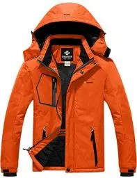 Produktbild: GEMYSE Herren wasserdichte Skijacke Winddichte Fleece Outdoor-Winterjacke mit Kapuze (Orange 02,XL)