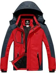 Produktbild: GEMYSE Herren wasserdichte Skijacke Winddichte Fleece Outdoor-Winterjacke mit Kapuze (Rotgrau,XL)