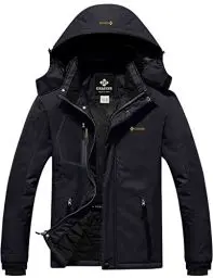Produktbild: GEMYSE Herren wasserdichte Skijacke Winddichte Fleece Outdoor-Winterjacke mit Kapuze (Schwarz,M)