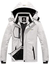 Produktbild: GEMYSE Herren wasserdichte Skijacke Winddichte Fleece Outdoor-Winterjacke mit Kapuze (Weiß 02,XL)